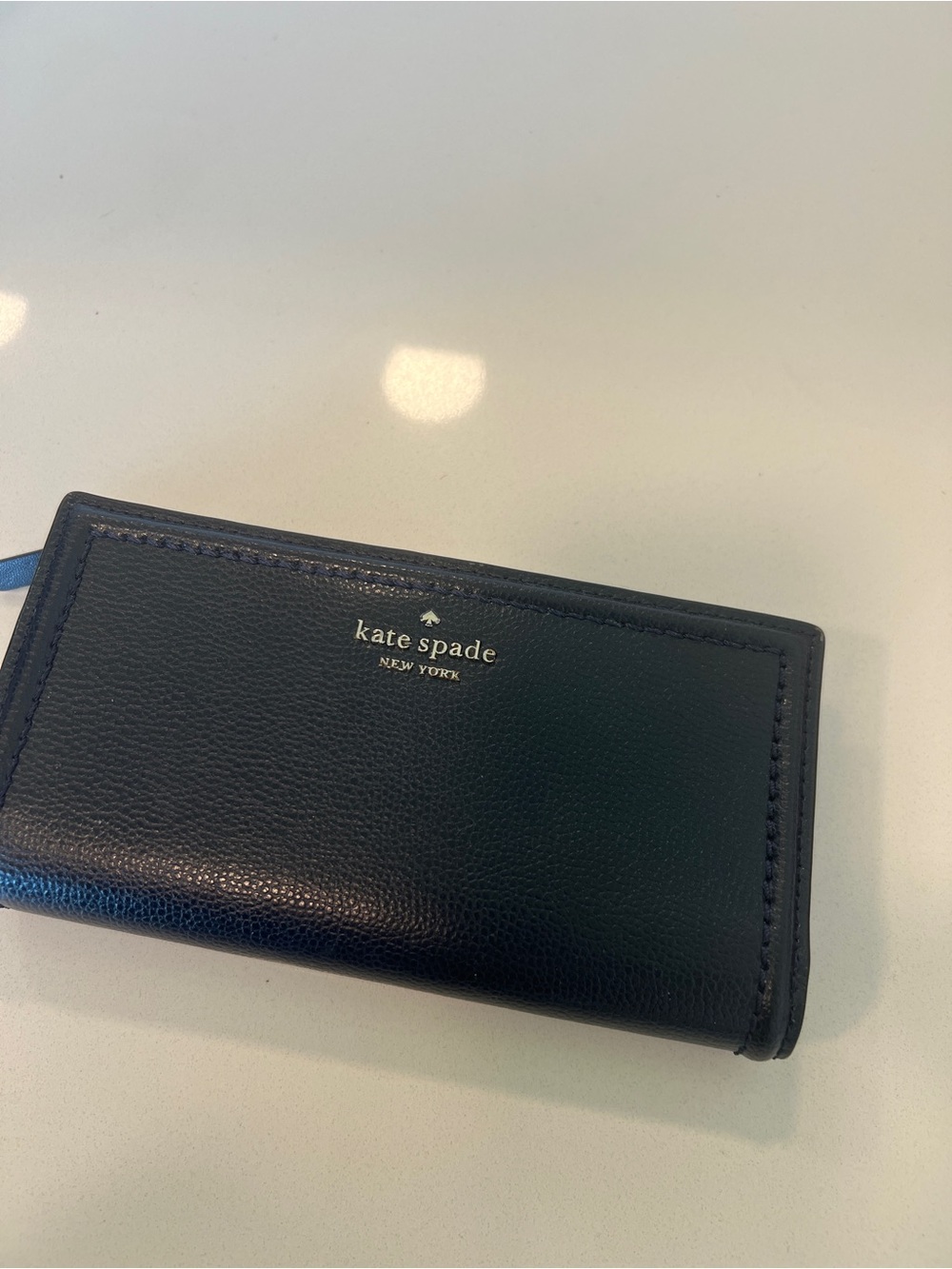 kate spade New York Navy Leather  Zip Wallet